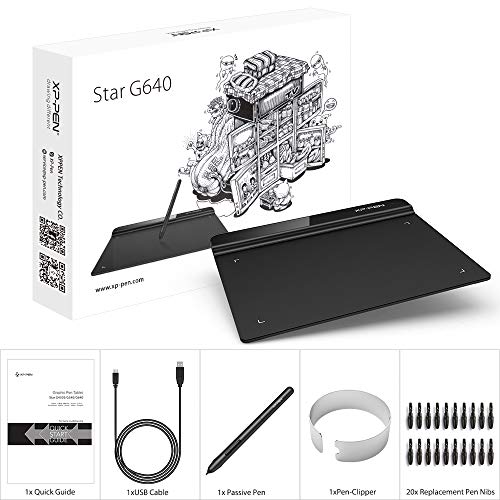 Drawing Tablet XPPen StarG640 Digital Graphic Tablet 6x4 Inch Art Tablet with Battery-Free Stylus Pen Tablet for Mac, Windows and Chromebook (Drawing/E-Learning/Remote-Working) XP-PEN