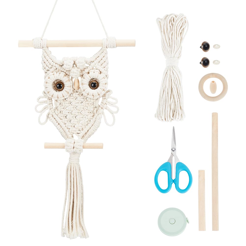 ORIGACH DIY Macrame Owl Wall Hanging Tapestry Kit Handmade Macrame Owl Kit Boho Hand Woven Macrame Wall Hanging Decor for Living Room Bedroom Office ORIGACH