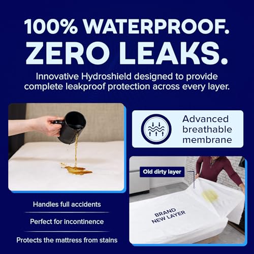 PEELAWAYS Waterproof Disposable Bed Sheets – for Use in Home Mattresses, Hospital Beds, Massage Tables, Hotels, and Campers – Comes with 5 Quick and Easy Peel Away Layers for Your Use PEELAWAYS
