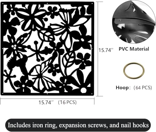 12+4PCS KEIBIKEIDI Hanging Room Divider Screens Made of Environmentally PVC, Simple and Modern Black Hanging Panel Screen for Decoration Home, Livingroom,Bedroom, Kitchen, Dining Room,Hotel and Bar KEIBIKEIDI
