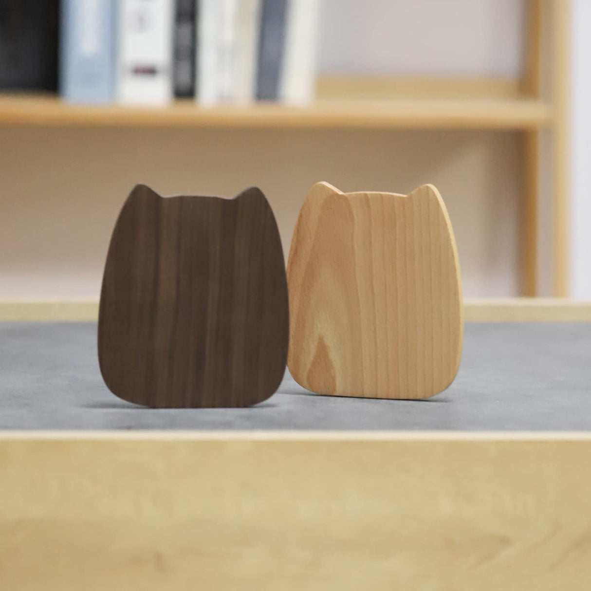 muso wood Bookends for Shelves, Book Ends for Home Office School Library Kitchen, Cute Book Stopper, Beech Book Holder 1 Pair muso wood