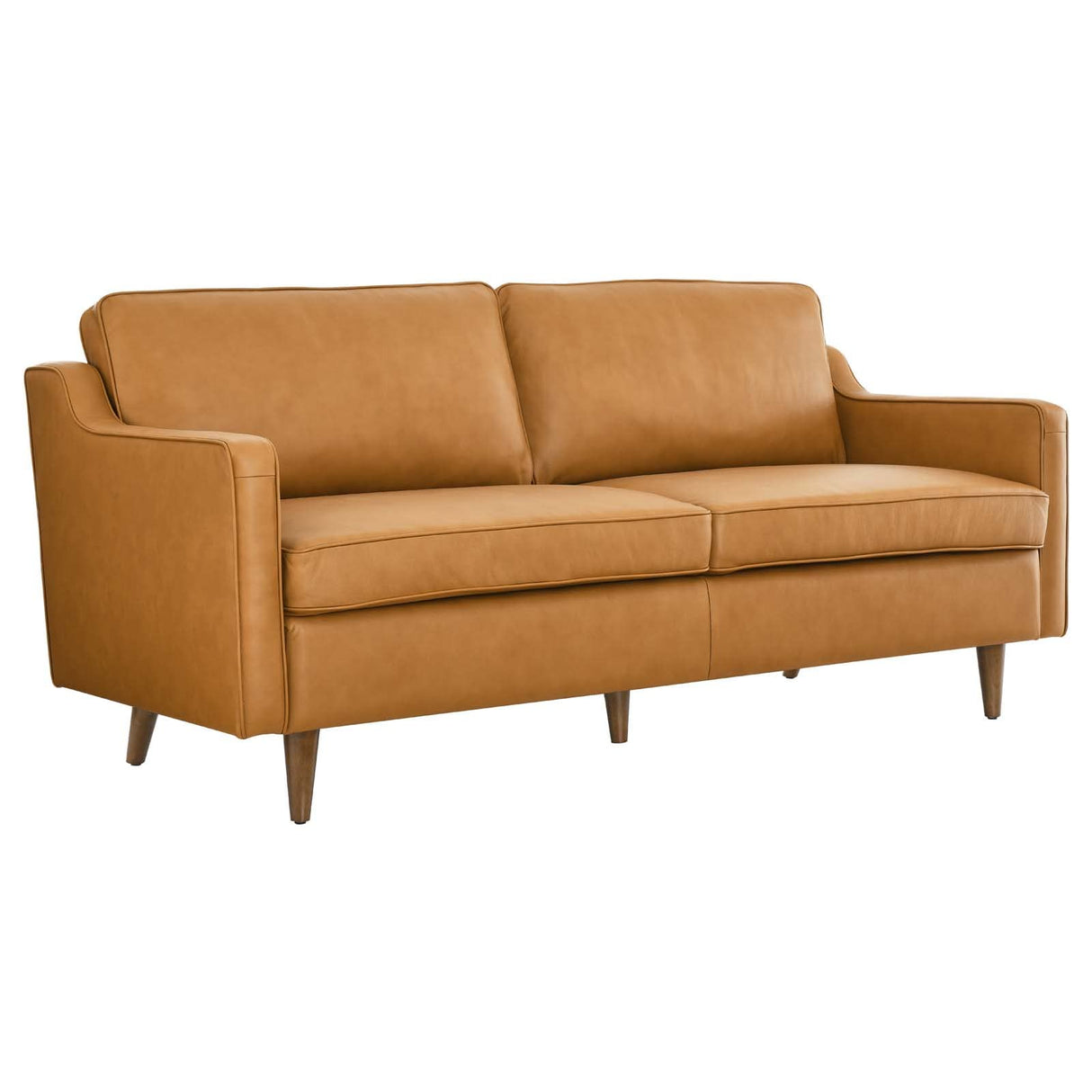 Modway Impart Upholstered Genuine Leather Sofa in Tan Modway