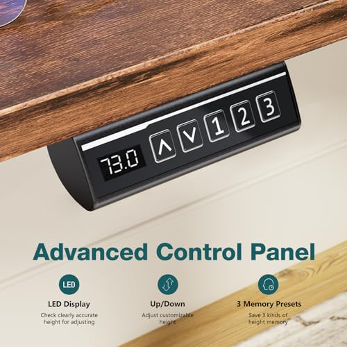 Smug Electric Standing Desk Height Adjustable, 40x24 Inch Sit Stand up Home Office Desk Ergonomic Rising Computer Workstation, Rustic Brown SMUG