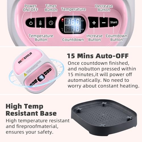 BetterSub Heat Press Machine for T-Shirts, Portable Heat Press, Iron Press for Sublimation and HTV Vinyl Shirt Press Machine for Hat, Bags, Heating Transfer Projects (8.27"×9.06" Pink) BetterSub