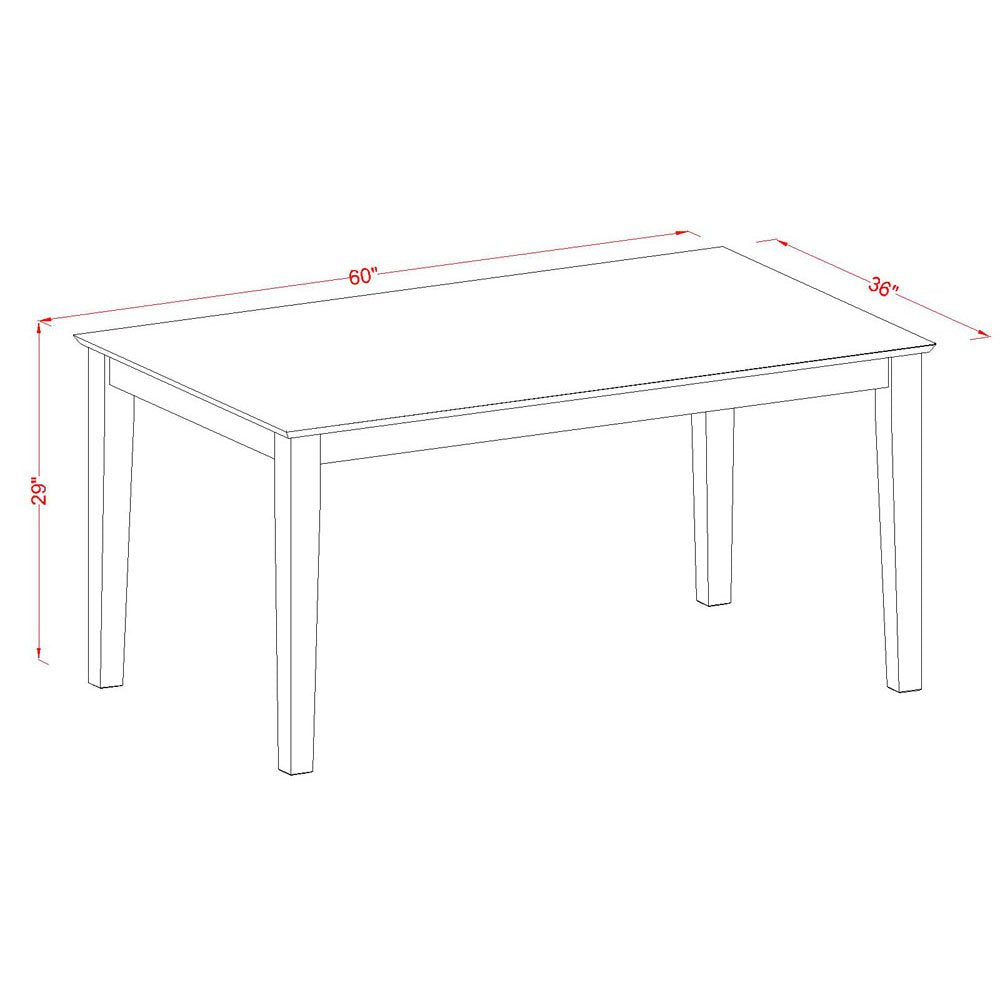 East West Furniture CAAV5-OAK-W Capri 5 Piece Kitchen Set for 4 Includes a Rectangle Dining Room Table and 4 Solid Wood Seat Chairs, 36x60 Inch East West Furniture