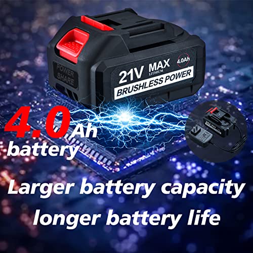 AOBEN 21V Cordless Impact Wrench, 400N.m Max Torque, 3000rpm Speed, 4.0Ah Li-ion Battery, 6Pcs Driver Sockets, Fast Charger, Tool Bag AOBEN