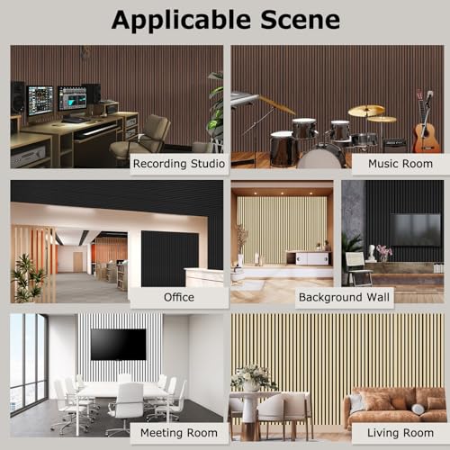 BUBOS Acoustic Wood Wall Panels,2 Pack 94.49” x 12.8” Wood Slat Wall Panels,Soundproof Wall Panels for Living Room,Bedroom,Kitchen & Offices,Natural