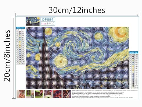 NIHO-JIUMA Van Gogh Starry Night 5D Diamond Painting Kits, DIY Full Drill Diamond Art Gift for Adults & Teens, Home Wall Decoration (20 X 30 cm / 8 X 12 inches) NIHO-JIUMA
