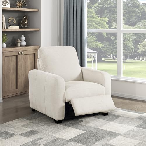 Lexicon Modern Power Recliner Chair with One-Touch Control and Charging Ports, Chenille Home Theater Seating, Wall-Hugger Reclining Chair for Living Room/Bedroom/Office, Easy Assembly, Beige