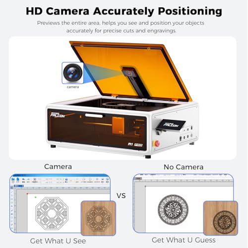 Creality Falcon A1 Pro 20W, Enclosed Engraver with Air Assist, HD Smart Camera for Auto Focus, APP Control, Convenient Touch Screen, Class 1 Safety Engraving Machine for Wood and Metal, Acrylic(White) Creality
