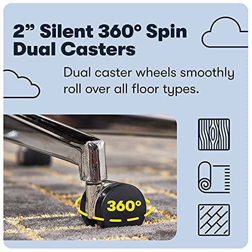 Serta Leighton Home Office Desk Chair, Mid-Back with Chrome Nailheads, Memory Foam Cushion and Padded Arms, Mid Century Modern Vanity Armchair with Wheels, Swivel Base, Twill Fabric, Stoneware Beige Serta