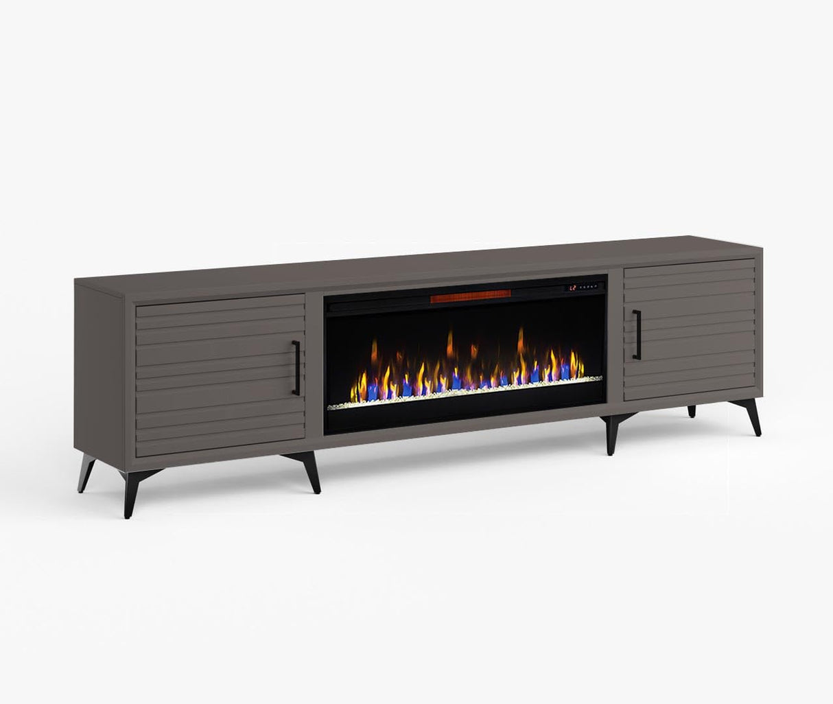 Realcozy Malibu Modern 95 inch Electric Fireplace TV Stand Entertainment Center with Fireplace, for TVs up to 105 inches, Solid Wood, White Finish Realcozy