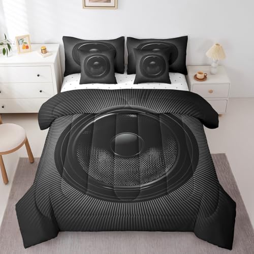 Feelyou Twin Size Speaker Comforter Set, 7 Pieces Lightweight Cool Minimalist Bedding Sets, 3D Pattern Bed in a Bag with Comforter, Sheets, Pillowcases & Shams Feelyou