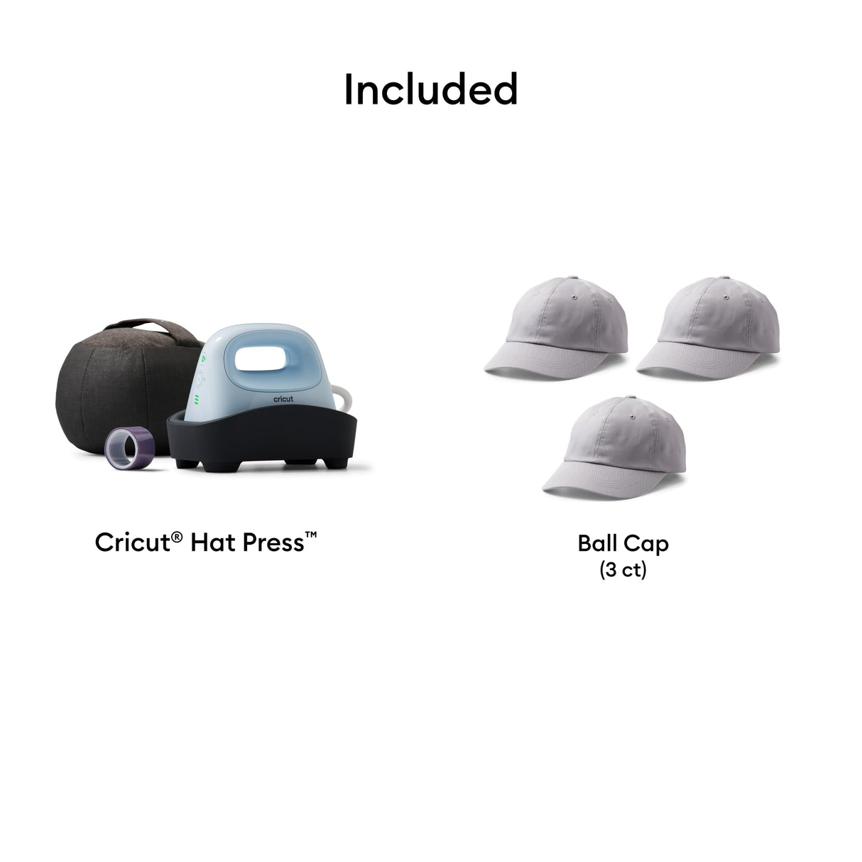 Cricut Hat Press - Smart Heat Press Machine | Bundle with 3 Hats Cricut