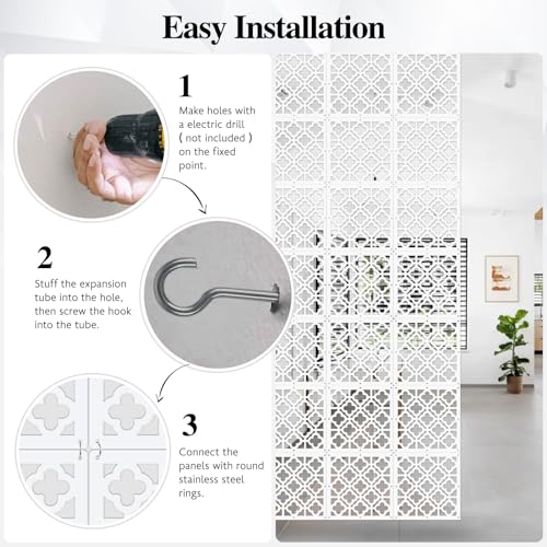 Boshen 24PCS Hanging Room Divider Wall Screen Panel Room Divider Panels Privacy Screen Divider Home Decor for Living Room Bedroom Home Office Restaurant Decor-Window Flower Boshen
