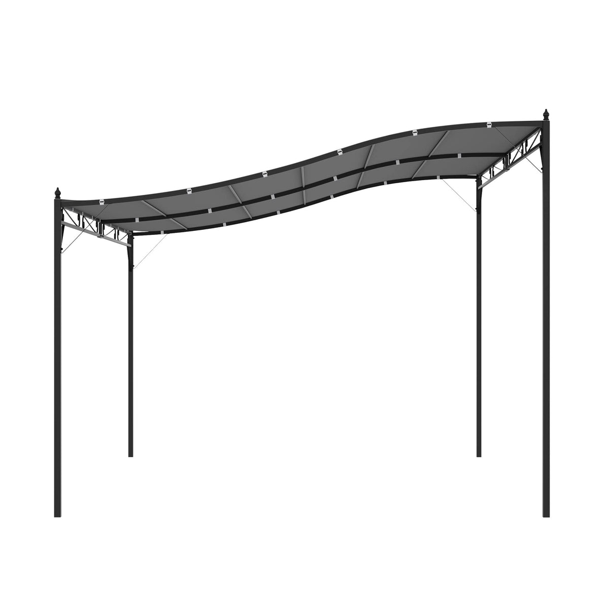 Outsunny 10' x 13' Steel Outdoor Pergola Gazebo, Patio Canopy with Weather-Resistant Fabric and Drainage Holes for Backyard, Deck, Garden, Gray Outsunny