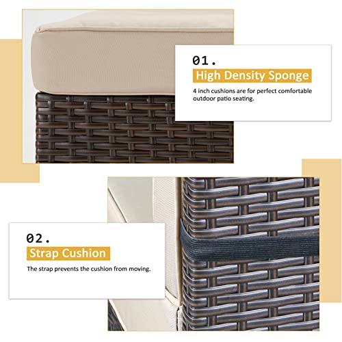 U-MAX 7 Piece Outdoor Patio Furniture Set, PE Rattan Wicker Sofa Set, Outdoor Sectional Furniture Chair Set with Cushions and Tea Table, Brown U-MAX