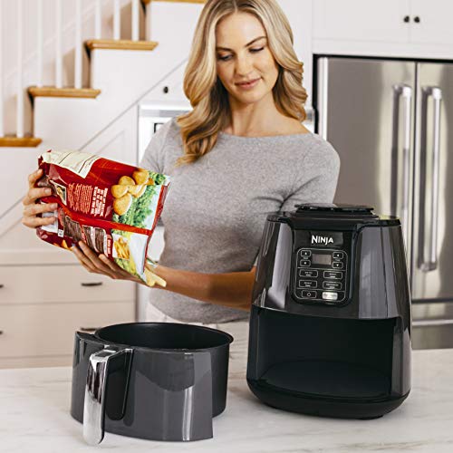 Ninja Air Fryer, Roast, Bake, Air Fry, Roast, Broil, Reheats, & Dehydrates, 4-in-1, Fries, Frozen Food, Veggies, and Juicy Meat, Less Oil, Easy Meals, Healthy Meals, Compact, 4 QT, Grey, AF101 Ninja