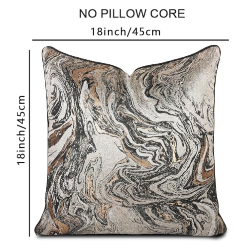 Hvatixos 1pc Polyester Pillow Cover Multicolor Abstract Texture Geometric Lines Black Moire Marble Pattern Light Luxury Single-Sided high-Precision Jacquard with Zipper 18 x 18 inches(no Pillow core) Hvatixos
