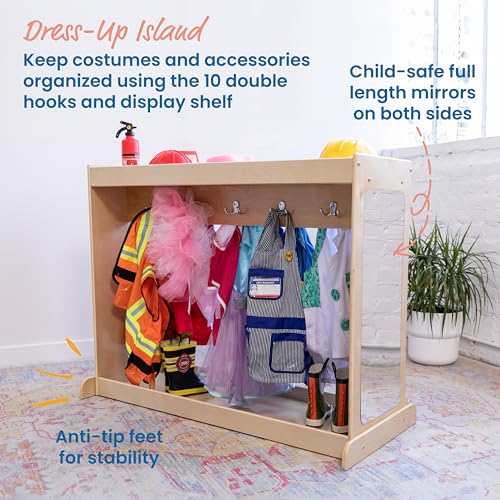 ECR4Kids Streamline Dress-Up Island, Costume Organizer, Natural ECR4Kids