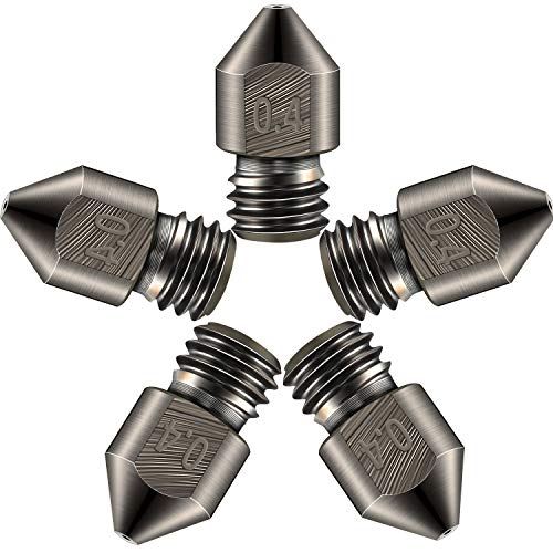 Mudder Hardened Steel Nozzle 0.4 Mm/ 1.75 mm 3D Printer Mk8 Nozzles High Temperature Wear Resistant Compatible with Ender 3/ Ender3 Pro, Prusa I3, Makerbot Creality Cr-10 All Metal Hotend Mudder