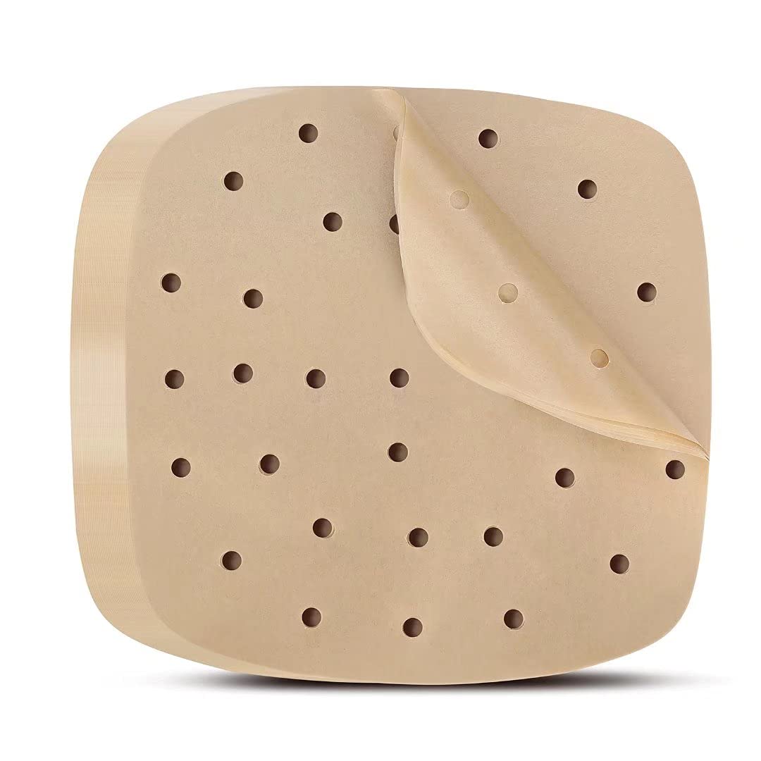 Air Fryer Parchment disposable Paper Liners: 200PCS 8.5 inch Square Perforated parchment paper, Premium Bamboo Steamer Liner for Air Fryers Baking Cooking Oven DNSSY