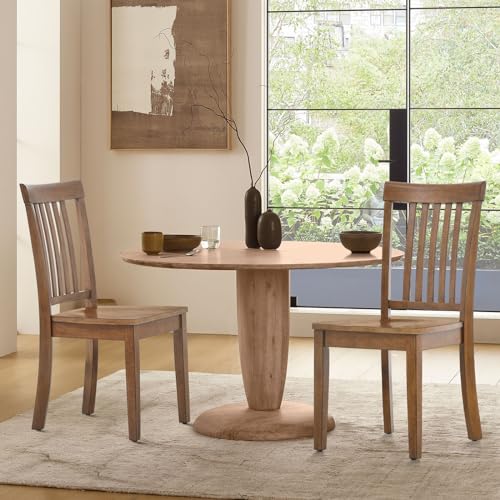 COLAMY Wooden Dining Room Chairs Set of 6, Spindle High Back Windsor Kitchen Side Chair, Farmhouse Dining Chairs for Kitchen, Dining Room, Light Brown COLAMY