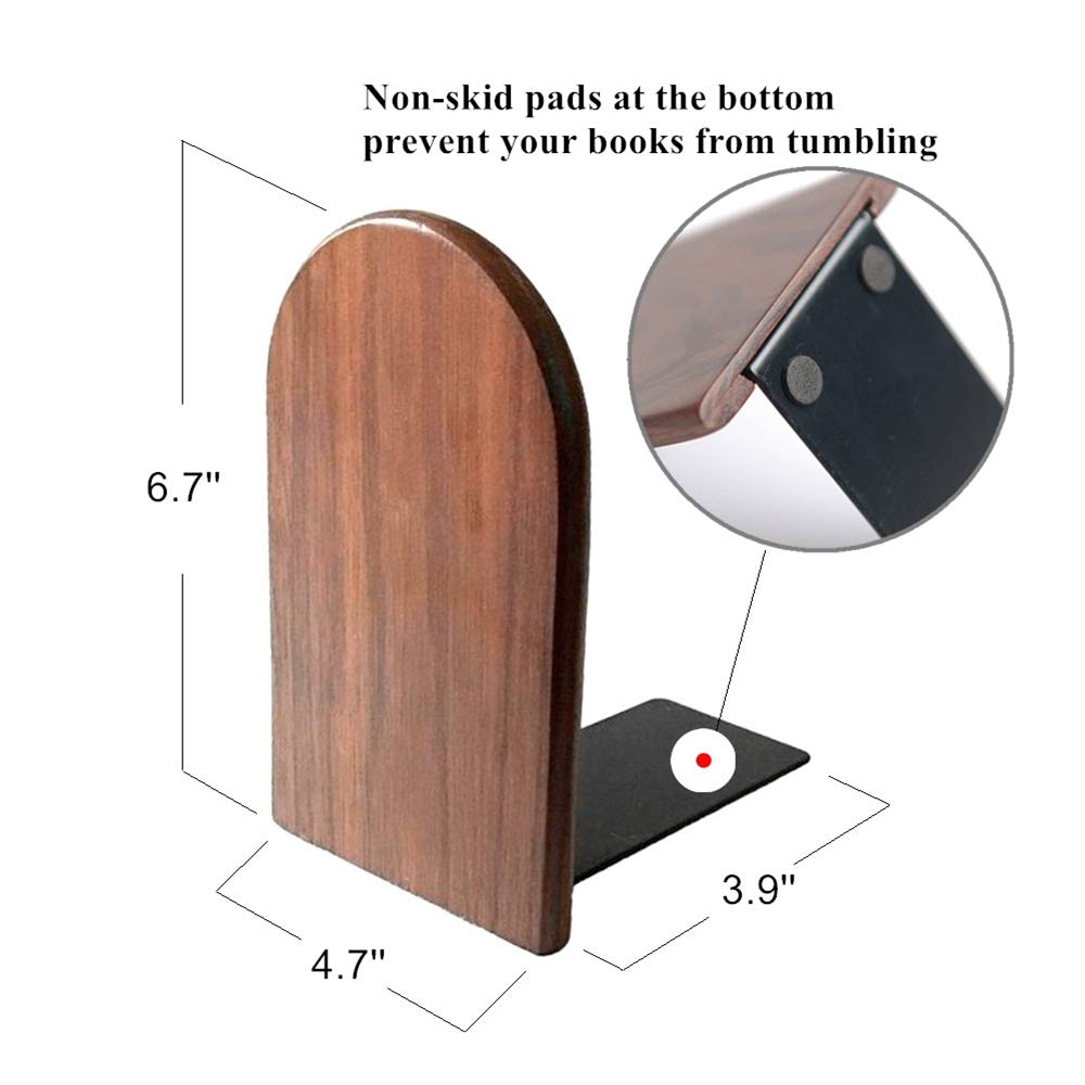 Bamber Wood Bookends, Decorative Bookends for Shelves Heavy Books, Office Book Stand, Black Walnut, H6.7 x W4.7 x L3.9 Bamber