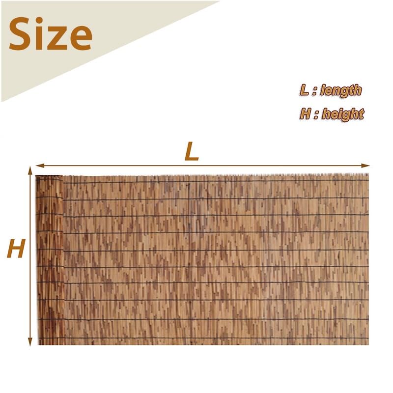 Reed Fencing Rolls for Balcony, Brown Bamboo Fence Reed Privacy Screen 1.6' 2' 3' 4' 5' 6' High Outdoor Patio Balcony Backyard Railing (Size : 3'H x16'L) YPINKZ