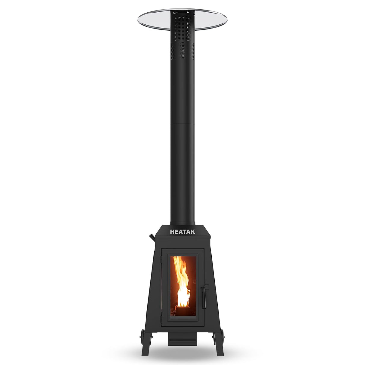 HEATAK 75,000 BTU Outdoor Patio Heaters, Wood Pellet Heater Outdoor with Wheels, Pellet Heaters for Outdoor Use, Home, Gardens & Commercial - Black HEATAK