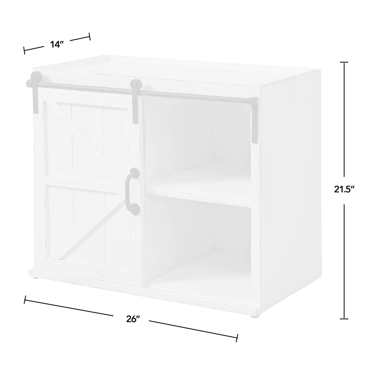 FirsTime & Co. White Bolton Barn Door End Table, Side Table, Night Stand, Wood and Metal, 26 x 14 x 21.5 inches FirsTime