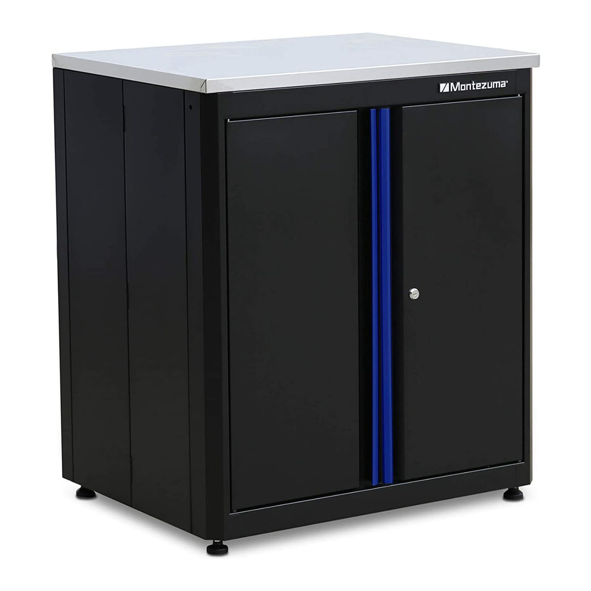 Montezuma Garage Tool Storage System - 30.5 x 24" Locking 2 Door Workbench with Magnetic Latches & Stainless Steel Worktop - BKMG30242BC Montezuma