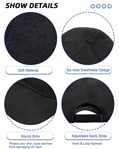 Handepo 24 Pcs Blank Baseball Cap Adjustable Back Strap Plain Blank Camouflage Hat Unisex Baseball Cap for Trucker Men Women(Black) Handepo
