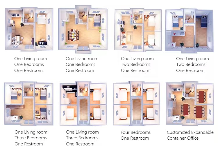Luxury Prefab Tiny Home Container House Expandable House Folding Container Homes with 2-3 Bedrooms 1 Bathroom Portable House Steel Expandable Houses Generic