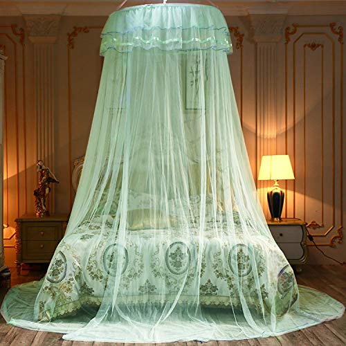 Jolitac Bed Canopy Lace Mosquito Net for Girls Beds, Unique Princess Play Tent Mesh Canopies Large Lace Dome Curtain Drapes Home & Travel (Green) Jolitac