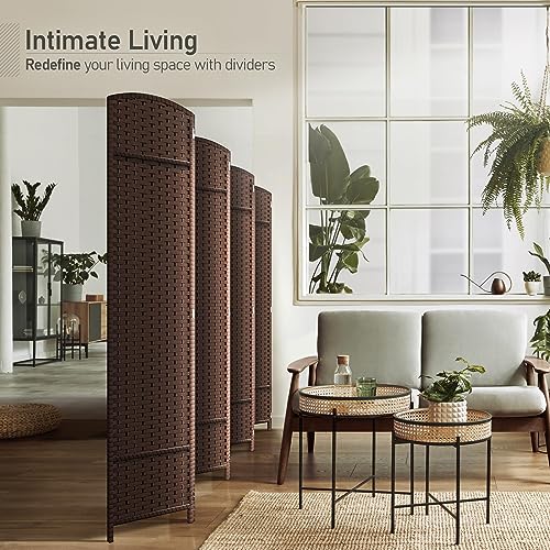 Sorbus 8 Panel Room Divider 6 ft. Tall - Privacy Screen, Extra Wide Double Hinged Panels, Mesh Hand-Woven Design, Partition Room Dividers and Folding Privacy Screens, Wall Divider for Room Separation Sorbus