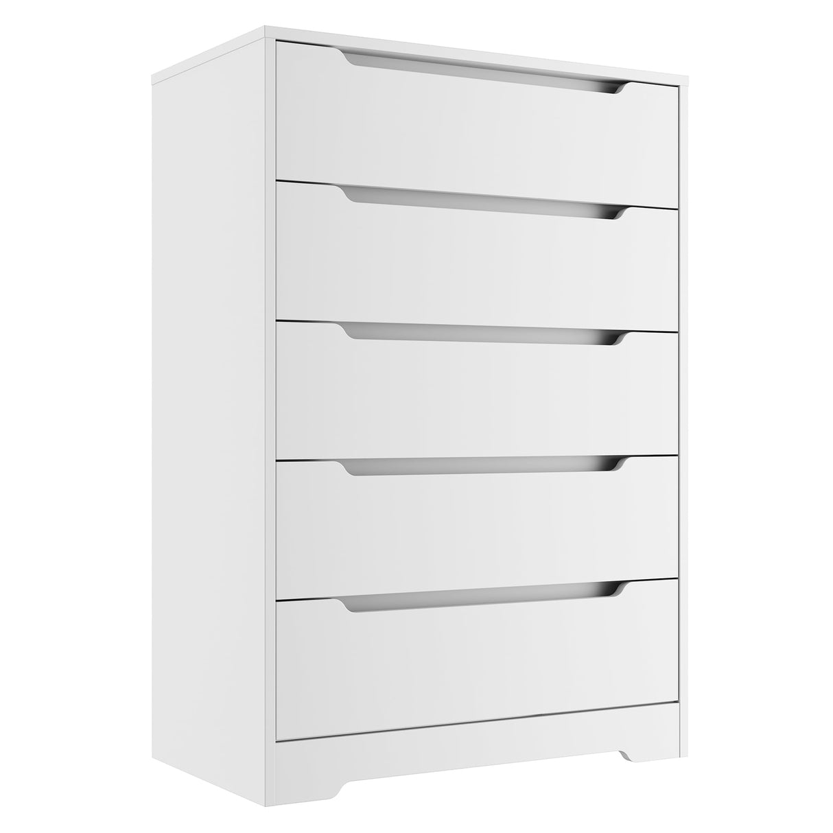 Cozy Castle 5 Drawer Dressers, Modern Chest of Drawers Large Organizer, Wood Accent Storage Cabinet for Living Room, Home Office, Entryway, White Cozy Castle