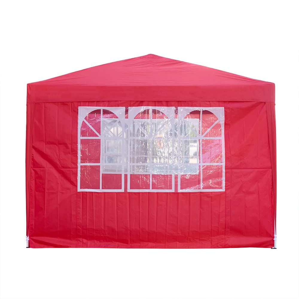 Panana Pop Up Gazebo 10''x10'' Waterproof Outdoor Garden Marquee Awning Party Tent Canopy and Carry Bag 3 X 3m(Red) Panana
