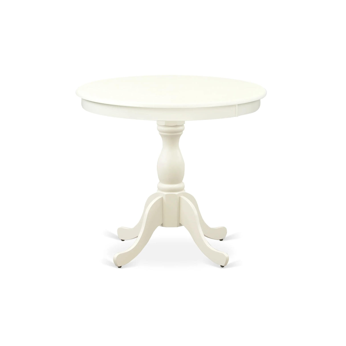 East West Furniture AMGR3-LWH-W 3 Piece Dinette Set for Small Spaces Contains a Round Kitchen Table with Pedestal and 2 Dining Room Chairs, 36x36 Inch, Linen White East West Furniture