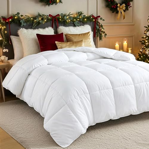 Utopia Bedding Comforters California King Size, All Season Duvet Insert, Down Alternative Box Stitched Bed Comforter with Corner Tabs, Machine Washable (White) Utopia Bedding