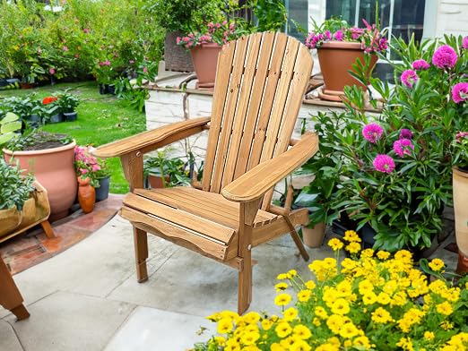 BTEXPERT Outdoor Wooden Folding Adirondack Chair Assembled Backrest, for Patio Lounge Lawn Garden Backyard Deck Fire Pit Pool Beach 350lb Weight Capacity BTEXPERT