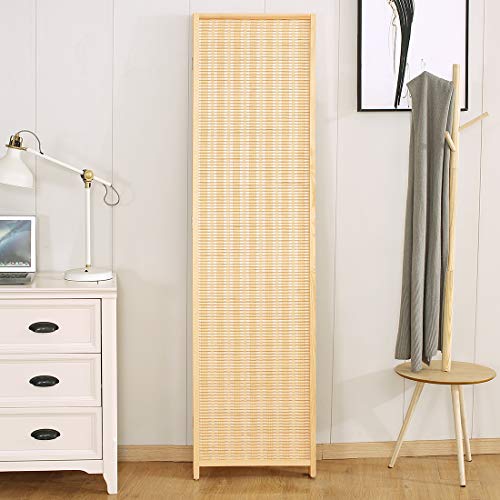 Corelax Room Divider Privacy Screen with Natural Bamboo,4-Panel 5-Panel 6-Panel Folding Privacy Screens,Freestanding Room Divider Corelax