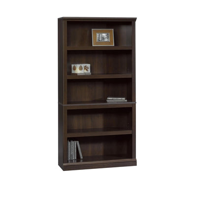 Sauder 5-Shelf Bookcase/ Book shelf, L: 35.28" x W: 13.23" x H: 69.76", Cinnamon Cherry finish