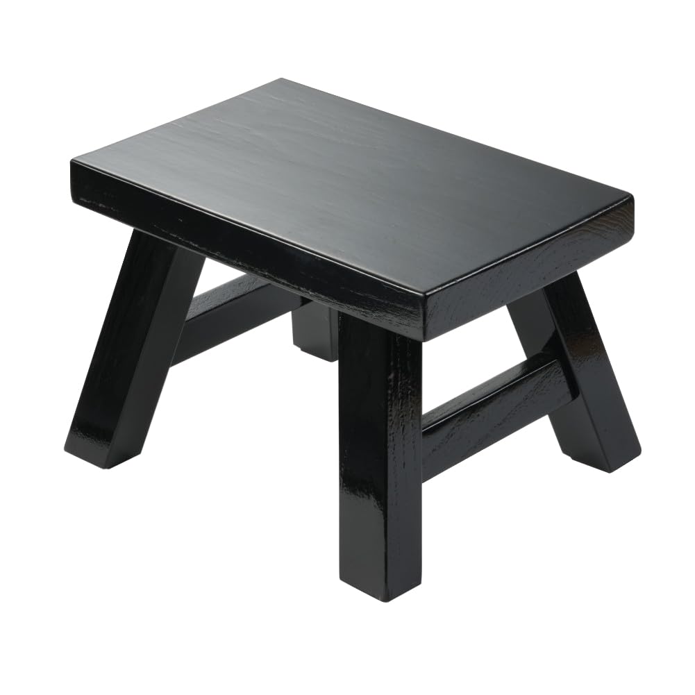 Small Stool Wooden Step Stool Footstool Solid Wood 8 inch for Kids Adults Plant Stand Fishing Stool (Black) XDSTOOL