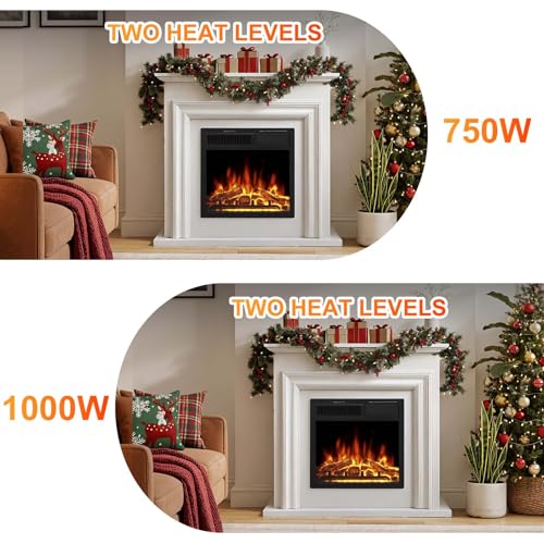 Xbeauty 36" Electric Fireplace with Mantel, Freestanding Fireplace Heater with Remote Control, 5-Level Adjustable Flame Brightness, 750W/1500W Dual Heating Modes for Living Room,Pearlwhite Xbeauty