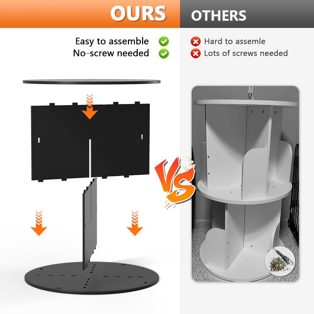 Nidouillet Rotating Bookshelf Tower, 5 Tier Spinning Bookcase Lazy Susan, Revolving 360 Book Shelf Storage Round Organizer, Vertical Rotate Turning Corner Book Case for Small Space, Black Nidouillet