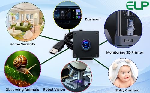 ELP Global Shutter USB Wide Angle Webcam for Computer 1080P 90fps Lightburn Camera for Laser Engraver USB2.0 PC High Frame Security Camera for Raspberry Pi (110 Low Distortion Lens) ELP