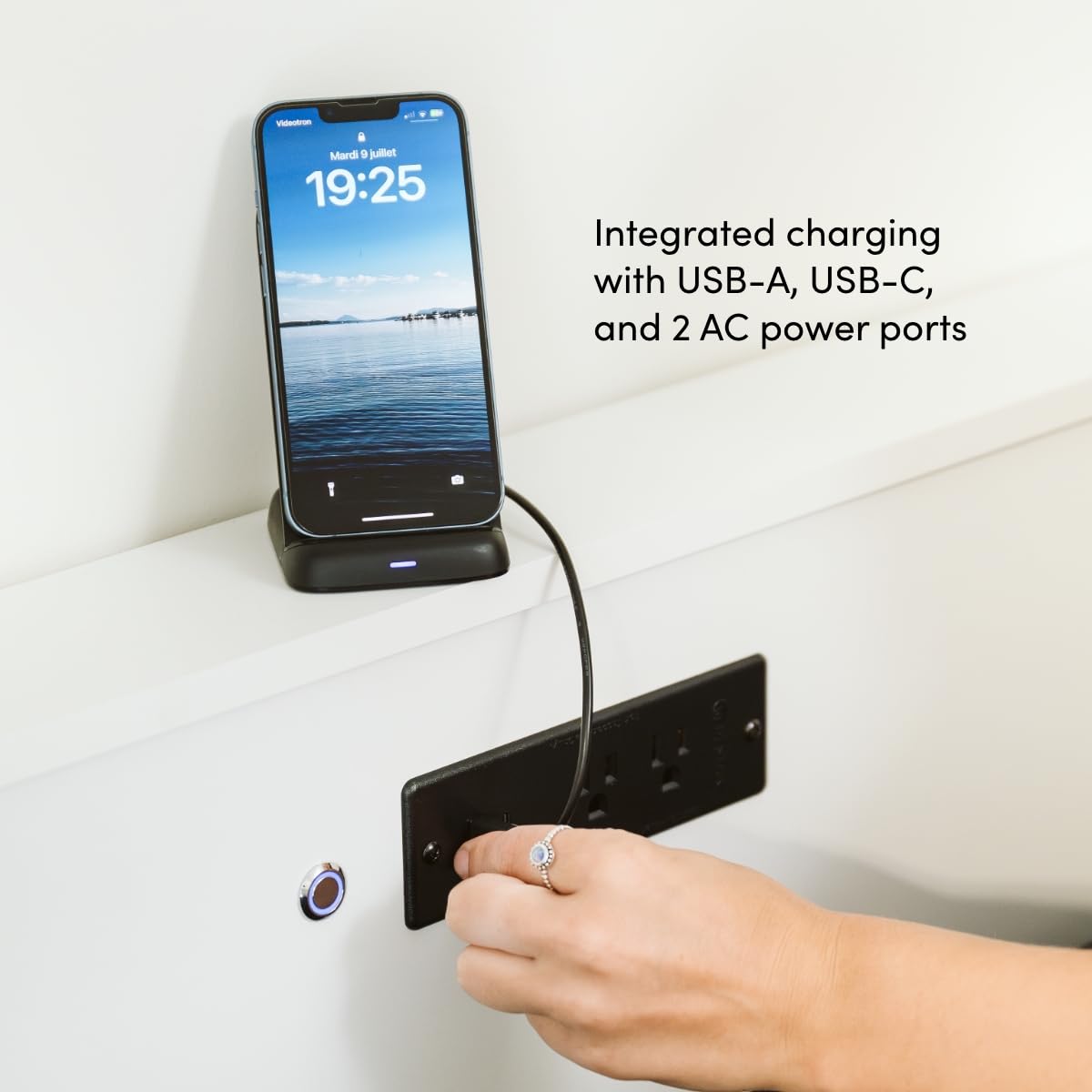 Bestar Avalon 67W Queen Murphy Bed in High-Gloss White | Space-Saving Sleeping Arrangement for Multipurpose Space, Guest Room, or Bedroom Bestar