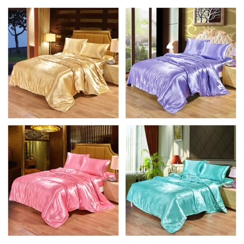 YUURO Luxurious Satin Duvet Cover Set Silky Sheet Bedding Set with Pillowcase,Twin/Queen/King Size Silk-Like Smooth Comforter Cover with Zipper Closure (Black,King) YUURO