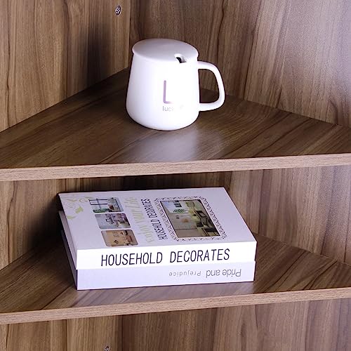 SogesHome Corner Cabinet, 4-Tier Wood Wall Corner Storage Cabinet with 4-Door Cabinet&1 Cube, for Small Space, Living Room, Bedroom, Dining Room SogesHome